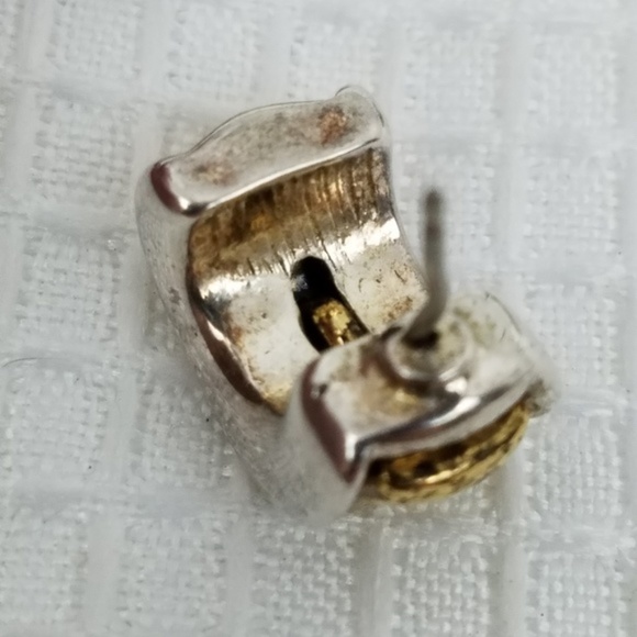 Sterling SILVER & GOLD Band Hugger Hoop Earrings - Picture 8 of 13